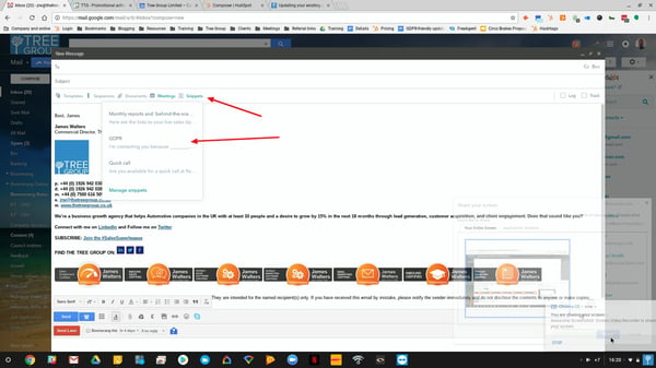 Using HubSpot Snippets in Gmail